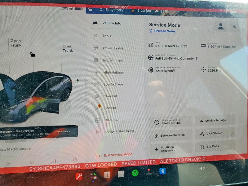 57952286 :رقم المزاد ، 5YJ3E1EA4PF473692 vin ، 2023 Tesla Model 3 مزاد بيع