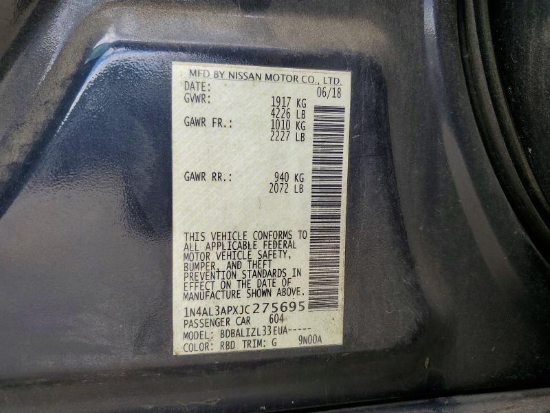 Aukcja sprzedaży 2018 Nissan Altima, vin: 1N4AL3APXJC275695, numer aukcji: 57505096