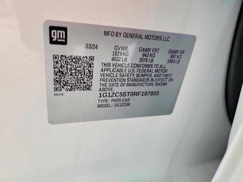 2024 Chevrolet Malibu მანქანა იყიდება აუქციონზე, vin: 1G1ZC5ST0RF197855, აუქციონის ნომერი: 55559866