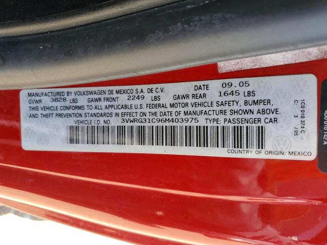 2006 Volkswagen New Beetle მანქანა იყიდება აუქციონზე, vin: 3VWRG31C96M403975, აუქციონის ნომერი: 59379916