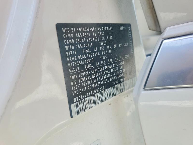 Продажа на аукционе авто 2014 Volkswagen Tiguan, vin: WVGAV3AXXEW028827, номер лота: 56842346