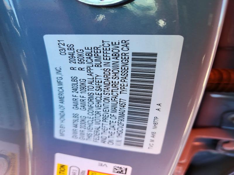 56085336 :رقم المزاد ، 1HGCV2F90MA014577 vin ، 2021 Honda Accord مزاد بيع