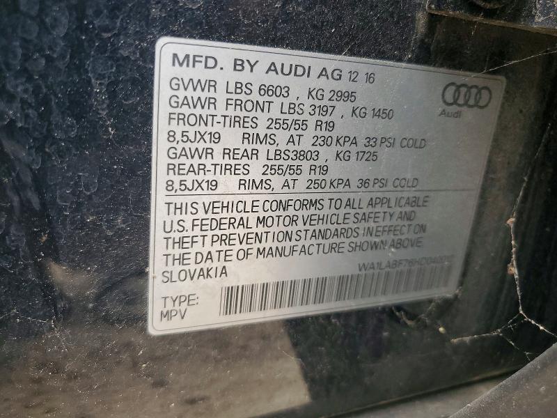 Продажа на аукционе авто 2017 Audi Q7, vin: WA1LABF76HD040012, номер лота: 57517896