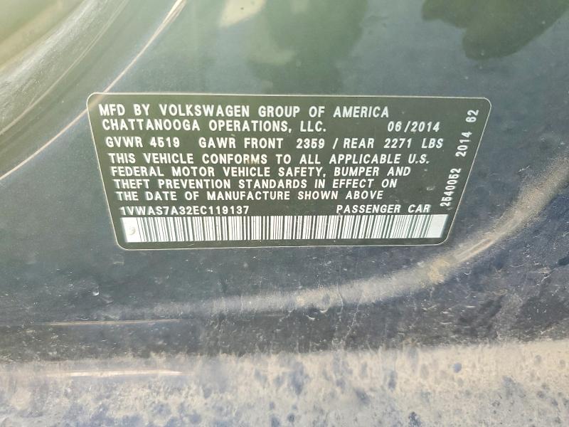 Продажа на аукционе авто 2014 Volkswagen Passat, vin: 1VWAS7A32EC119137, номер лота: 57730906