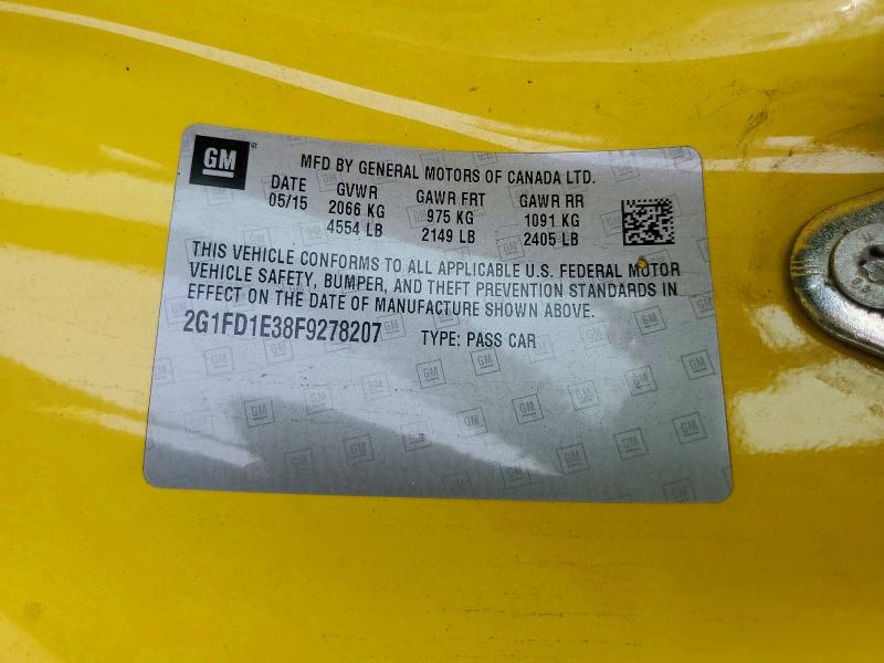 Aukcja sprzedaży 2015 Chevrolet Camaro, vin: 2G1FD1E38F9278207, numer aukcji: 55979076