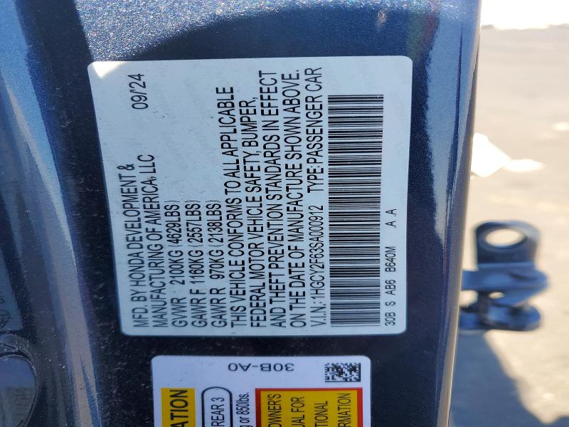 Продажа на аукционе авто 2025 Honda Accord, vin: 1HGCY2F63SA000912, номер лота: 58137596