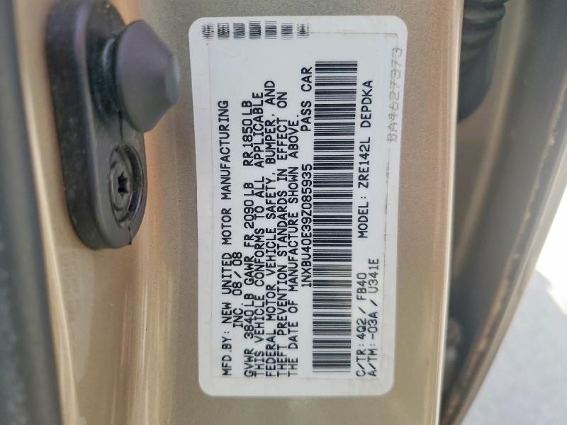 Aukcja sprzedaży 2009 Toyota Corolla, vin: 1NXBU40E39Z085935, numer aukcji: 56067806