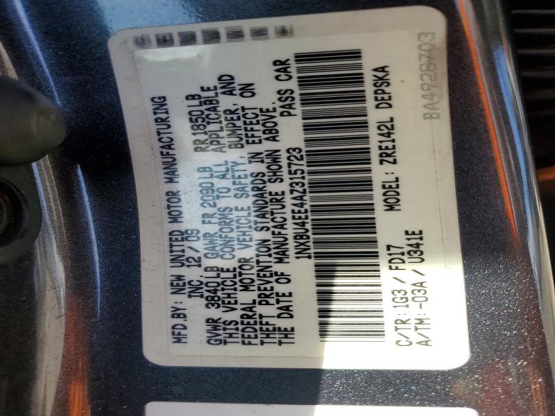 55656066 :رقم المزاد ، 1NXBU4EE4AZ315723 vin ، 2010 Toyota Corolla مزاد بيع