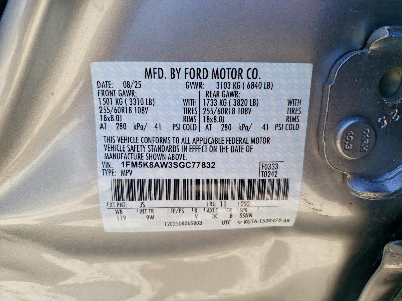 Aukcja sprzedaży 2025 Ford Explorer, vin: 1FM5K8AW3SGC77832, numer aukcji: 56247896