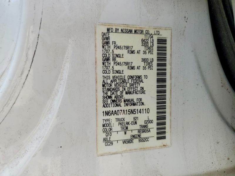 Aukcja sprzedaży 2005 Nissan Titan, vin: 1N6AA07A15N514110, numer aukcji: 54959316