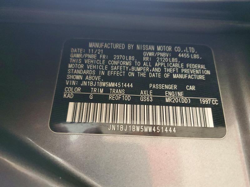 Aukcja sprzedaży 2021 Nissan Rogue Sport, vin: JN1BJ1BW5MW451444, numer aukcji: 57126146