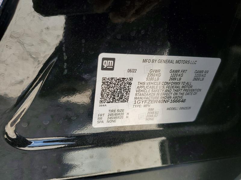 58569946 :رقم المزاد ، 1GYFZER40NF166648 vin ، 2022 Cadillac Xt4 مزاد بيع