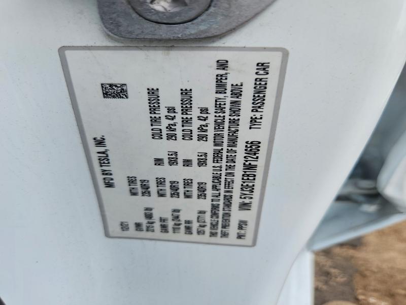 Aukcja sprzedaży 2022 Tesla Model 3, vin: 5YJ3E1EB1NF124656, numer aukcji: 57642266