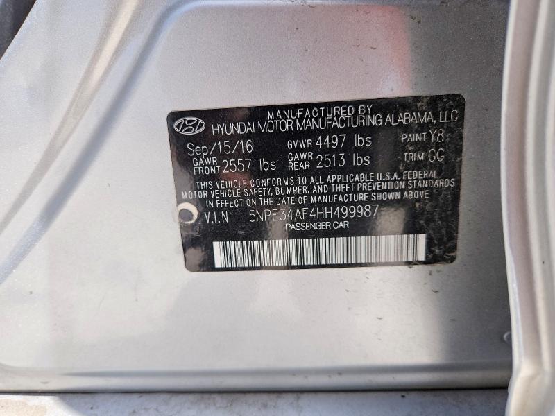 Aukcja sprzedaży 2017 Hyundai Sonata, vin: 5NPE34AF4HH499987, numer aukcji: 59542886
