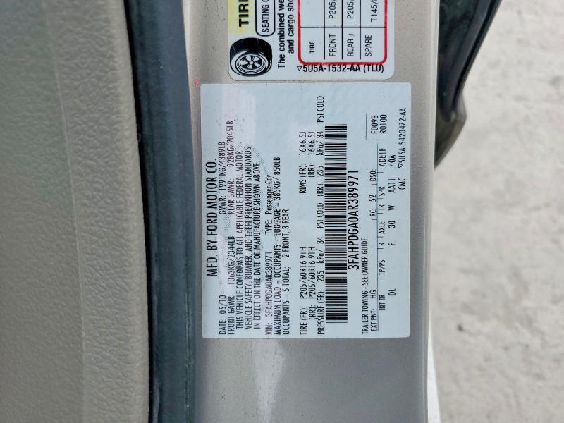 Продаж на аукціоні авто 2010 Ford Fusion, vin: 3FAHP0GA0AR389971, номер лоту: 56499756