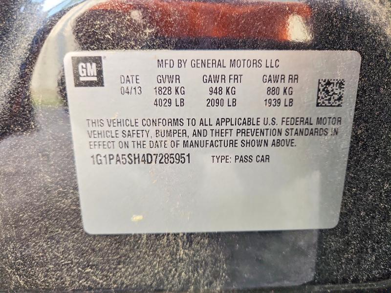 Aukcja sprzedaży 2013 Chevrolet Cruze, vin: 1G1PA5SH4D7285951, numer aukcji: 56883066