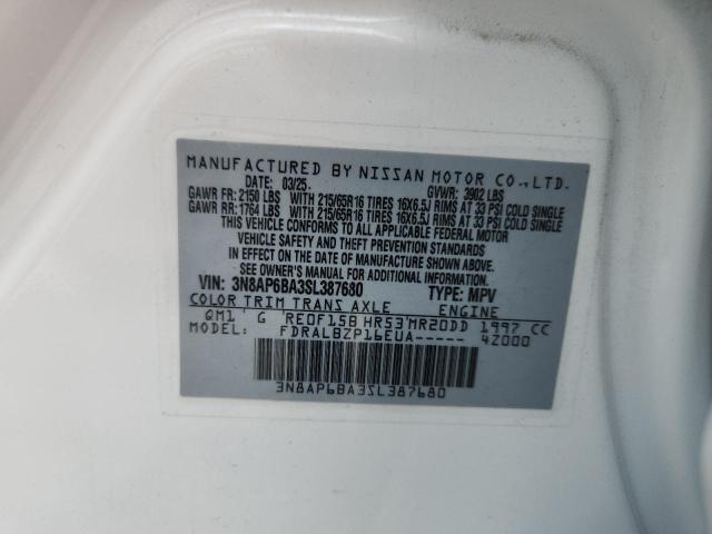 57066196 :رقم المزاد ، 3N8AP6BA3SL387680 vin ، 2025 Nissan Kicks مزاد بيع