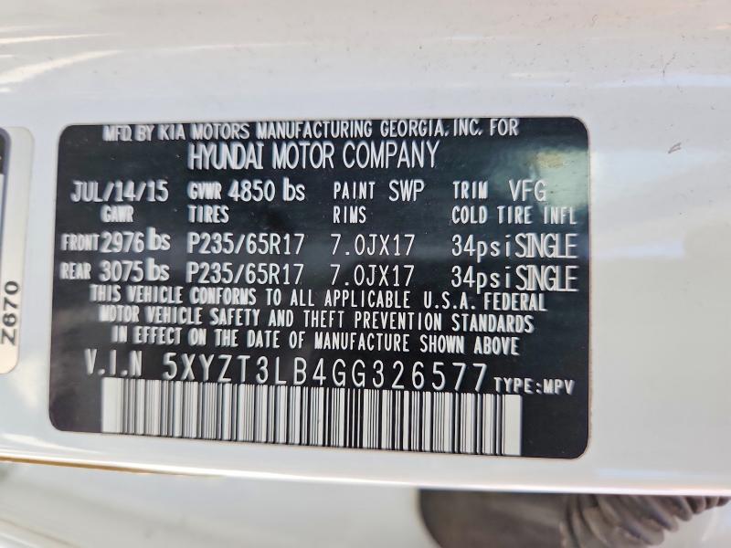 Продаж на аукціоні авто 2016 Hyundai Santa Fe Sport, vin: 5XYZT3LB4GG326577, номер лоту: 56471806