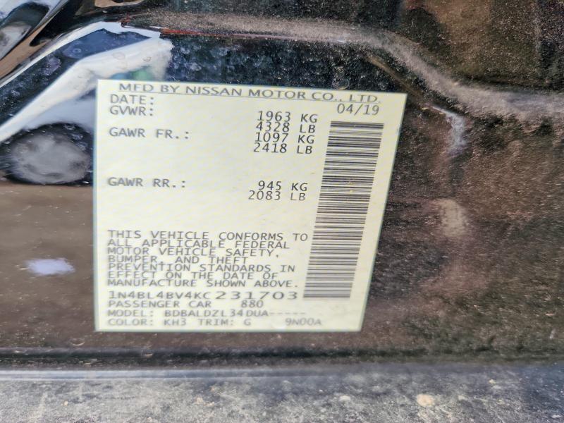 Aukcja sprzedaży 2019 Nissan Altima, vin: 1N4BL4BV4KC231703, numer aukcji: 55196966