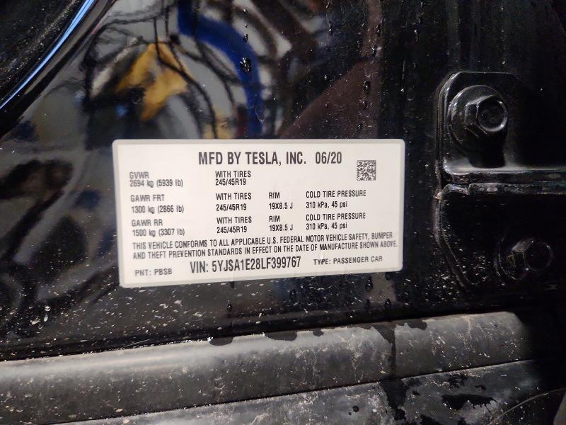 Продажа на аукционе авто 2020 Tesla Model S, vin: 5YJSA1E28LF399767, номер лота: 54464416