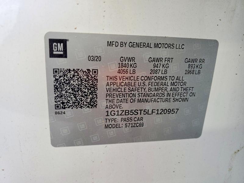 2020 Chevrolet Malibu მანქანა იყიდება აუქციონზე, vin: 1G1ZB5ST5LF120957, აუქციონის ნომერი: 56319936