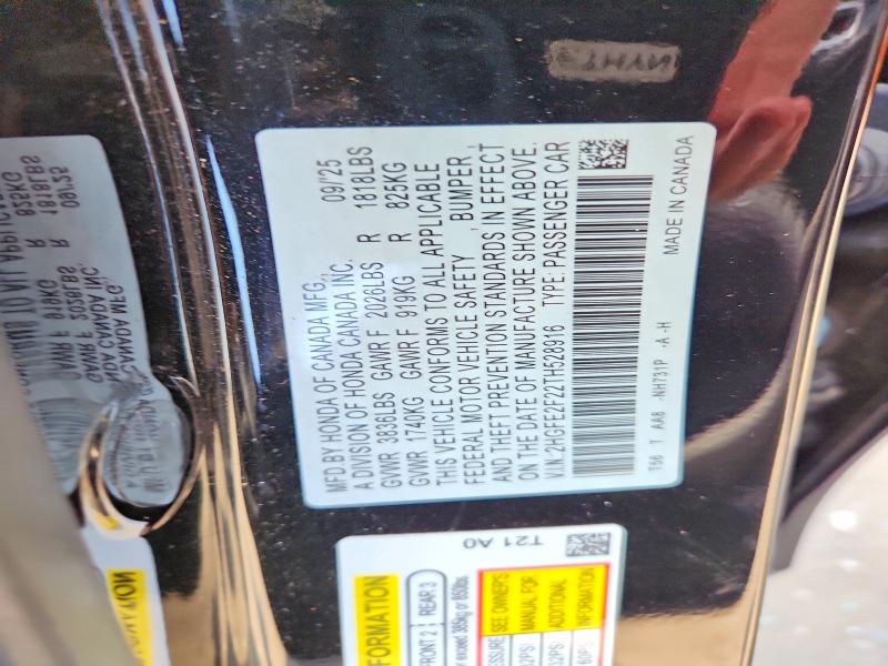 2026 Honda Civic მანქანა იყიდება აუქციონზე, vin: 2HGFE2F22TH528916, აუქციონის ნომერი: 58694186