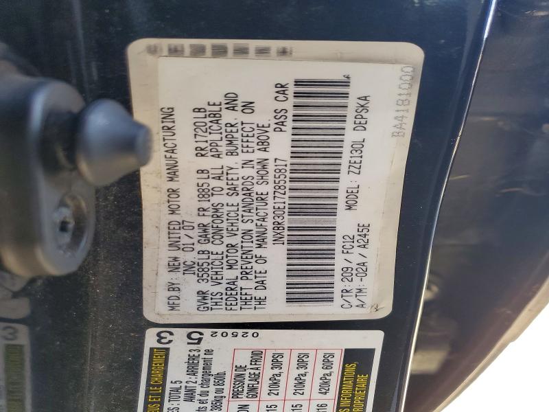 58624516 :رقم المزاد ، 1NXBR30E17Z855817 vin ، 2007 Toyota Corolla مزاد بيع