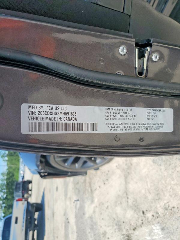 Продаж на аукціоні авто 2021 Dodge Charger, vin: 2C3CDXHG3MH591605, номер лоту: 58568636