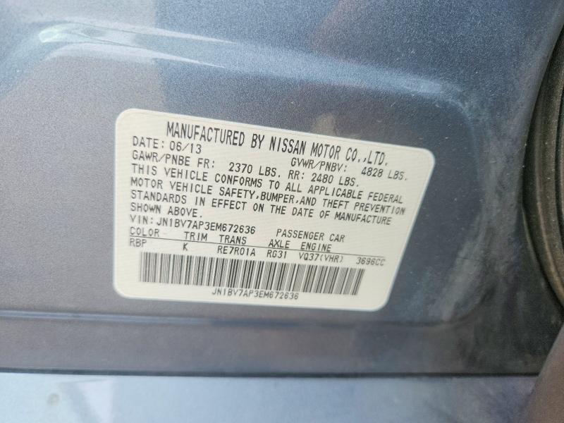 59019196 :رقم المزاد ، JN1BV7AP3EM672636 vin ، 2014 Infiniti Q50 مزاد بيع