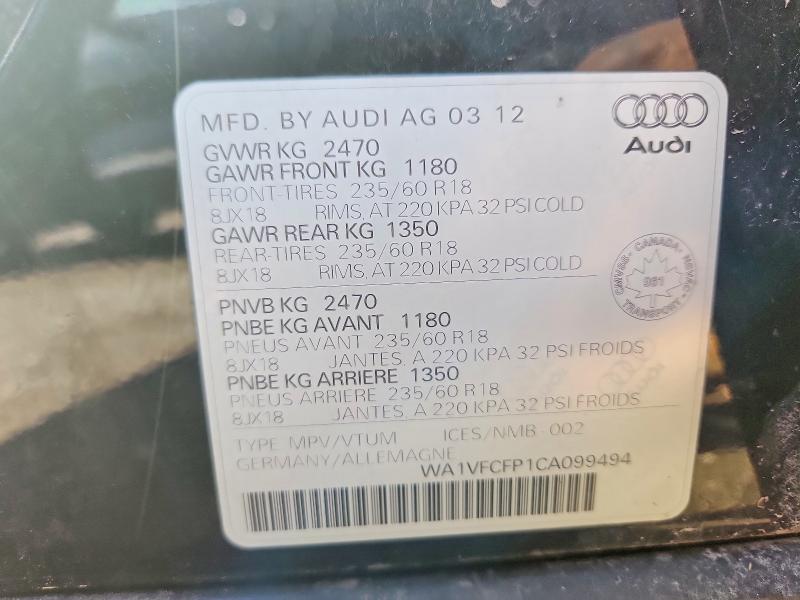 Продажа на аукционе авто 2012 Audi Q5, vin: WA1VFCFP1CA099494, номер лота: 53372636
