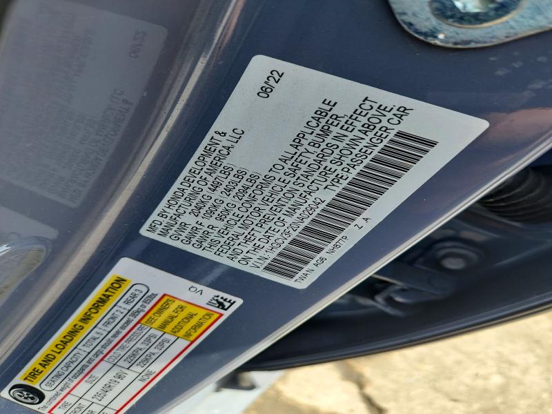 2022 Honda Accord მანქანა იყიდება აუქციონზე, vin: 1HGCV3F20NA029042, აუქციონის ნომერი: 55188026