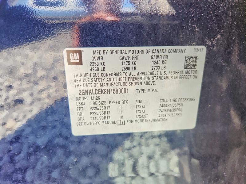 Продаж на аукціоні авто 2017 Chevrolet Equinox, vin: 2GNALCEK8H1580001, номер лоту: 55984356