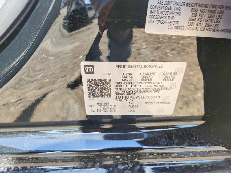 56700096 :رقم المزاد ، 1GT4UPEY5TF106118 vin ، 2026 Gmc Sierra مزاد بيع