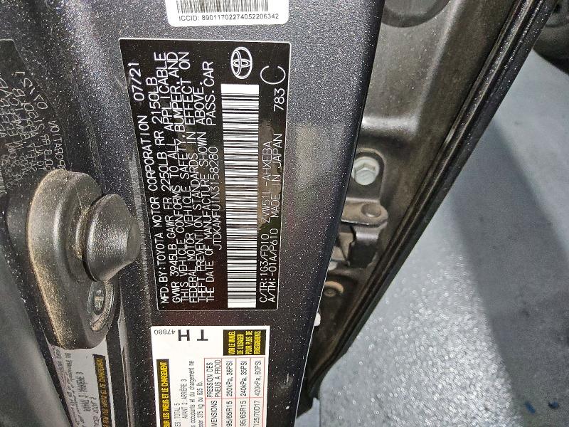 55919556 :رقم المزاد ، JTDKAMFU1N3158280 vin ، 2022 Toyota Prius مزاد بيع
