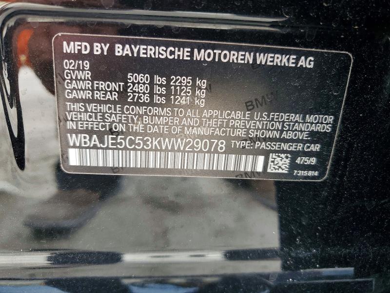 Продаж на аукціоні авто 2019 Bmw 540, vin: WBAJE5C53KWW29078, номер лоту: 56032666