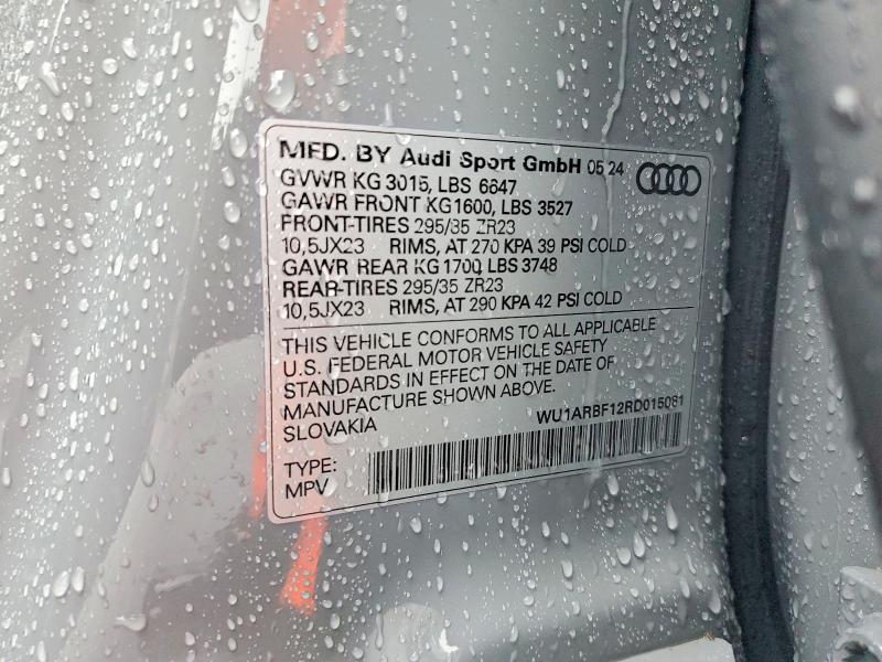 Aukcja sprzedaży 2024 Audi Rs Q8, vin: WU1ARBF12RD015081, numer aukcji: 58280416