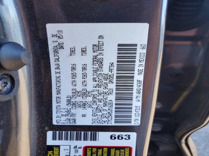 Продажа на аукционе авто 2018 Toyota Tacoma, vin: 3TMCZ5AN5JM162814, номер лота: 57179226