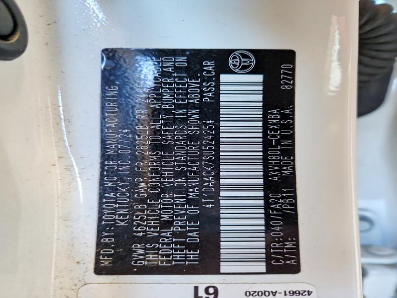 Aukcja sprzedaży 2025 Toyota Camry, vin: 4T1DAACK7SU524254, numer aukcji: 57360096