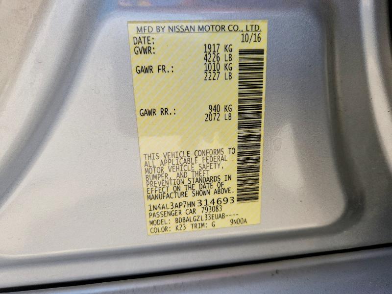 Aukcja sprzedaży 2017 Nissan Altima, vin: 1N4AL3AP7HN314693, numer aukcji: 55829636