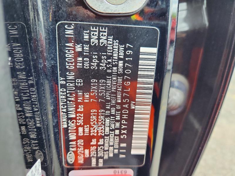 56686426 :رقم المزاد ، 5XYPHDA57LG707197 vin ، 2020 Kia Sorento مزاد بيع