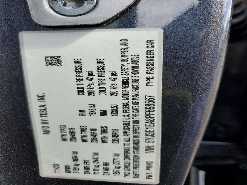 Aukcja sprzedaży 2023 Tesla Model 3, vin: 5YJ3E1EA8PF698567, numer aukcji: 58775216