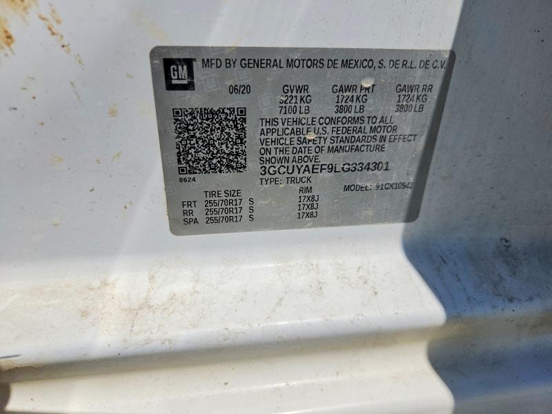 57855566 :رقم المزاد ، 3GCUYAEF9LG334301 vin ، 2020 Chevrolet Silverado مزاد بيع