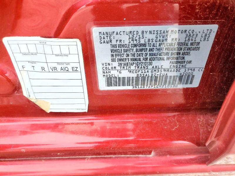 Продаж на аукціоні авто 2016 Nissan Sentra, vin: 3N1AB7AP1GY210130, номер лоту: 57948646