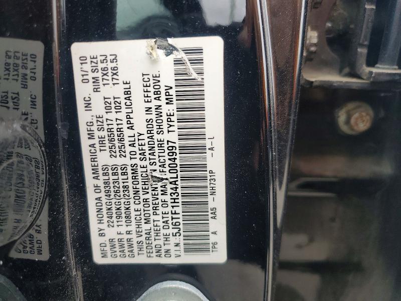 56592866 :رقم المزاد ، 5J6TF1H34AL004997 vin ، 2010 Honda Accord Crosstour مزاد بيع