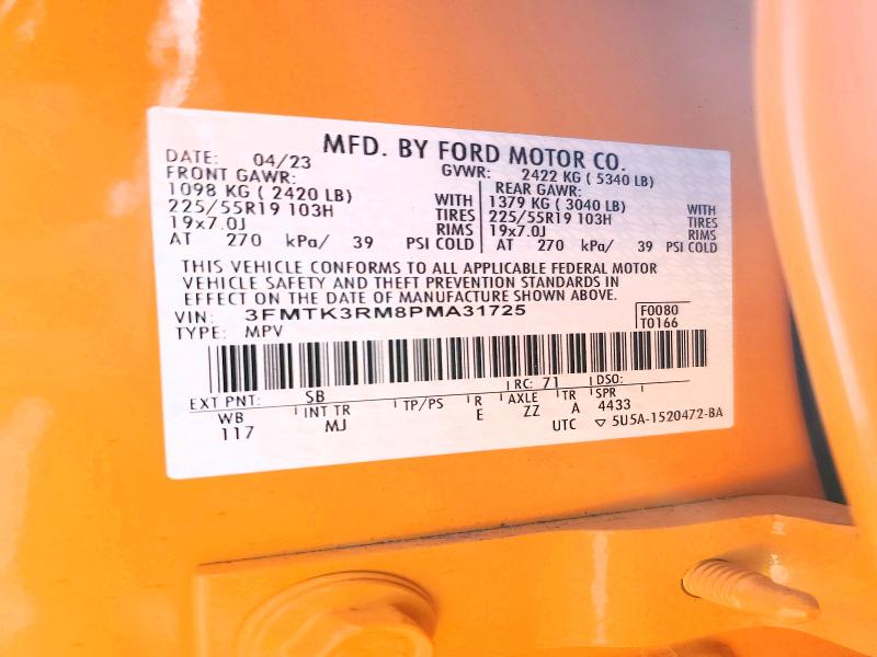 Aukcja sprzedaży 2023 Ford Mustang Mach-e, vin: 3FMTK3RM8PMA31725, numer aukcji: 57178526