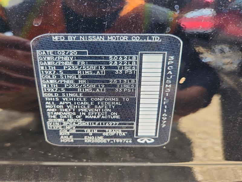 2020 Infiniti Qx50 მანქანა იყიდება აუქციონზე, vin: 3PCAJ5M31LF116977, აუქციონის ნომერი: 57447516