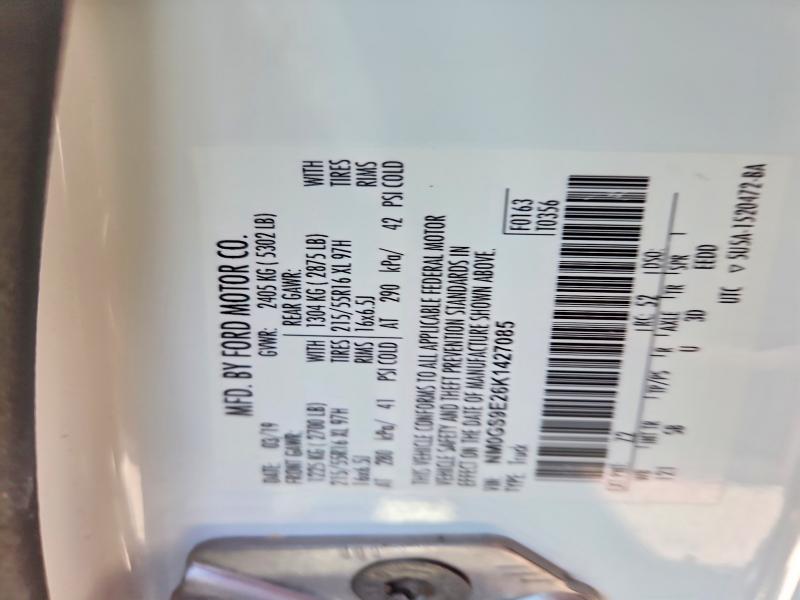 56763576 :رقم المزاد ، NM0GS9E26K1427085 vin ، 2019 Ford Transit Connect مزاد بيع