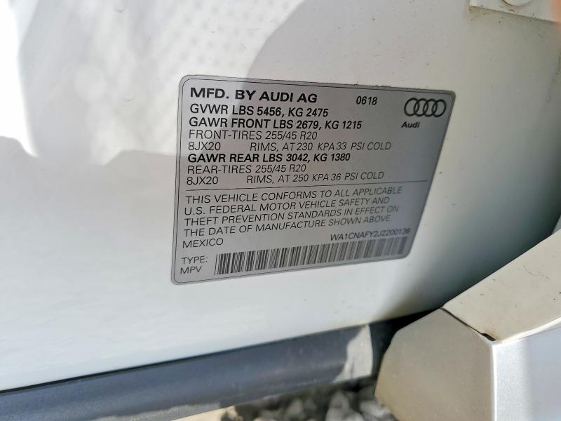 Продаж на аукціоні авто 2018 Audi Q5, vin: WA1CNAFY2J2200136, номер лоту: 97685475