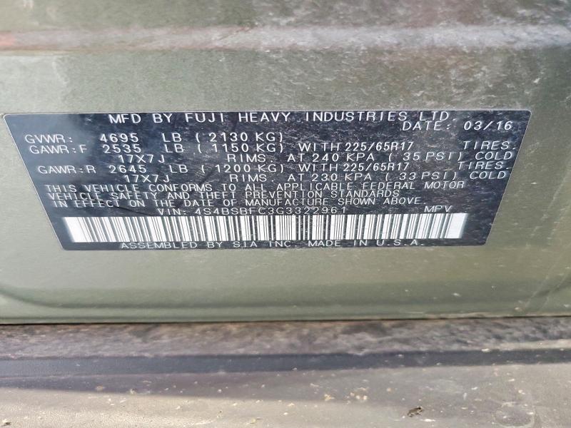 Aukcja sprzedaży 2016 Subaru Outback, vin: 4S4BSBFC3G3322961, numer aukcji: 58968586