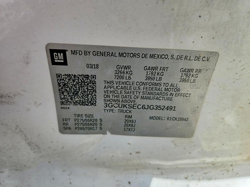 Продаж на аукціоні авто 2018 Chevrolet Silverado, vin: 3GCUKSEC6JG352491, номер лоту: 55612456